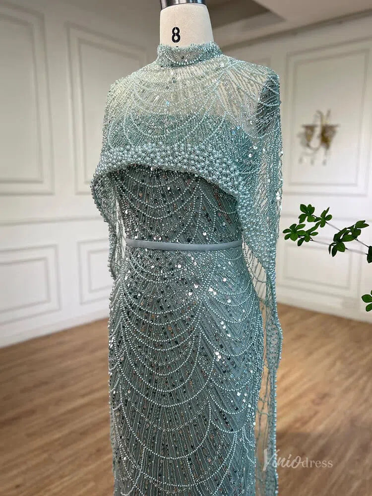 Luxury Beaded 20s Evening Gowns Gatsby Formal Dresses with Cape 20201-prom dresses-Viniodress-Viniodress