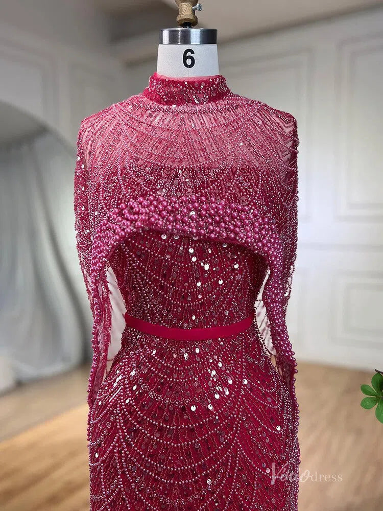 Luxury Beaded 20s Evening Gowns Gatsby Formal Dresses with Cape 20201-prom dresses-Viniodress-Viniodress