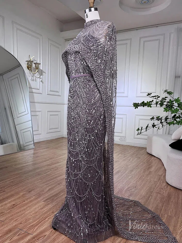 Luxury Beaded 20s Evening Gowns Gatsby Formal Dresses with Cape 20201-prom dresses-Viniodress-Viniodress