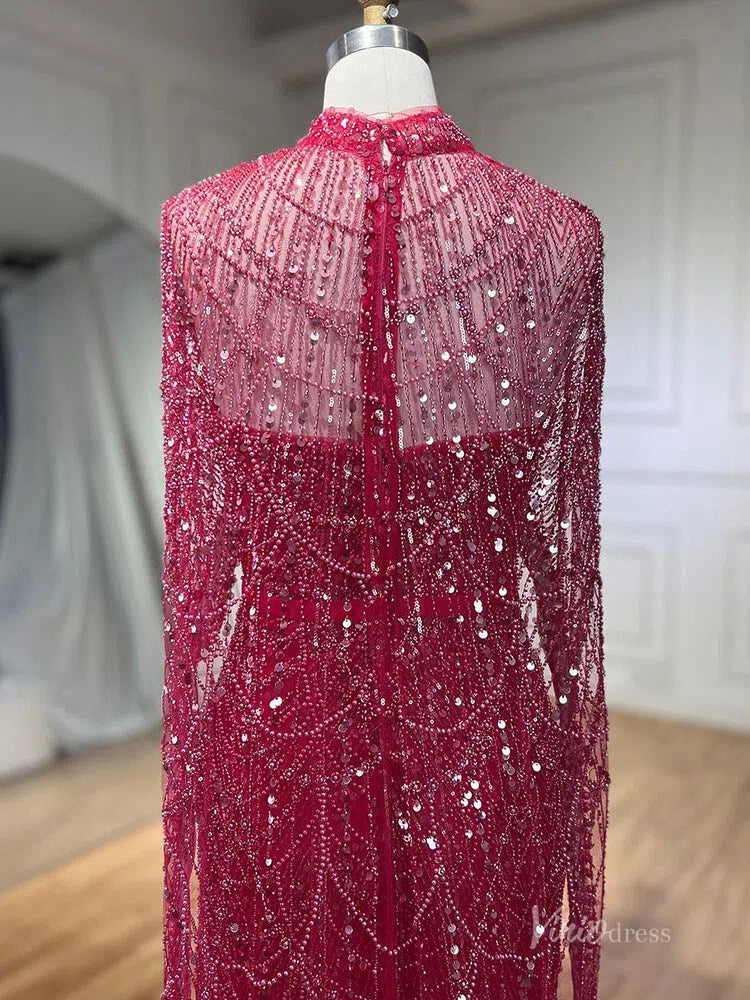 Luxury Beaded 20s Evening Gowns Gatsby Formal Dresses with Cape 20201-prom dresses-Viniodress-Viniodress