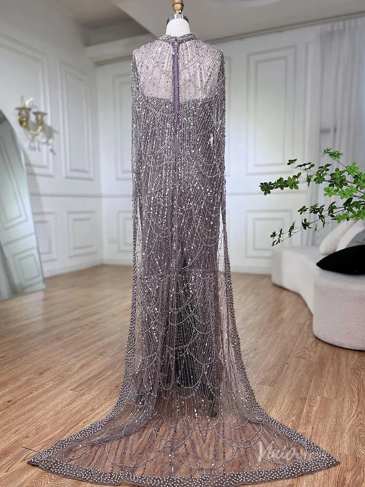 Luxury Beaded 20s Evening Gowns Gatsby Formal Dresses with Cape 20201-prom dresses-Viniodress-Viniodress