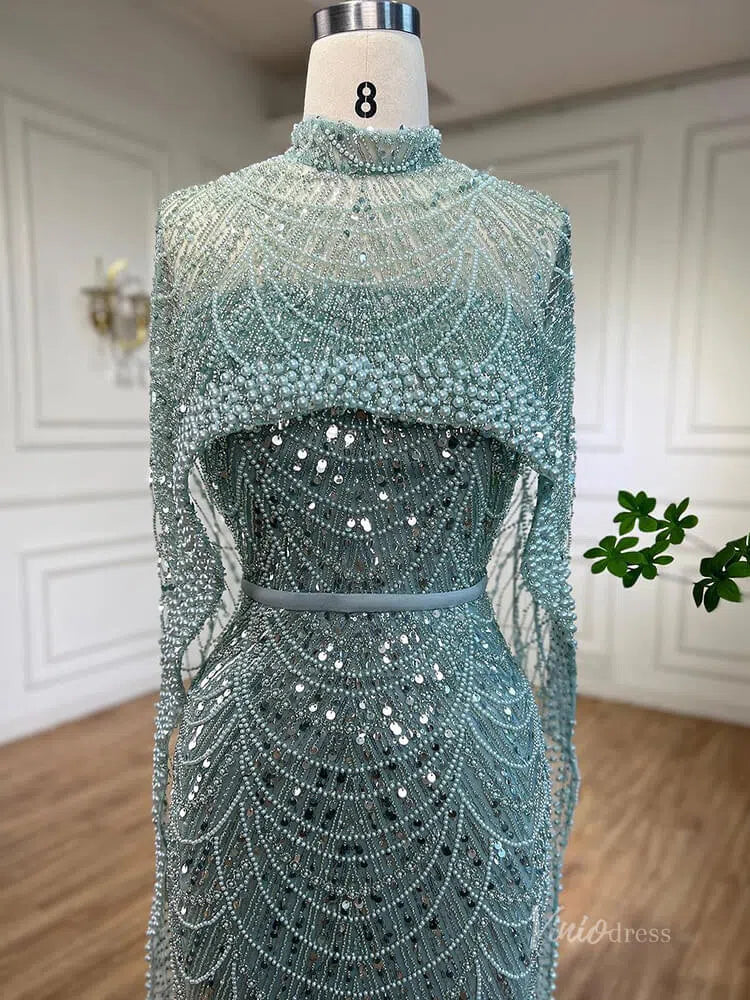 Luxury Beaded 20s Evening Gowns Gatsby Formal Dresses with Cape 20201-prom dresses-Viniodress-Viniodress