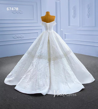 Luxury Beaded Ball Gown Wedding Dress Off the Shoulder 67478-wedding dresses 2025 -Viniodress-Ivory-Custom Size-