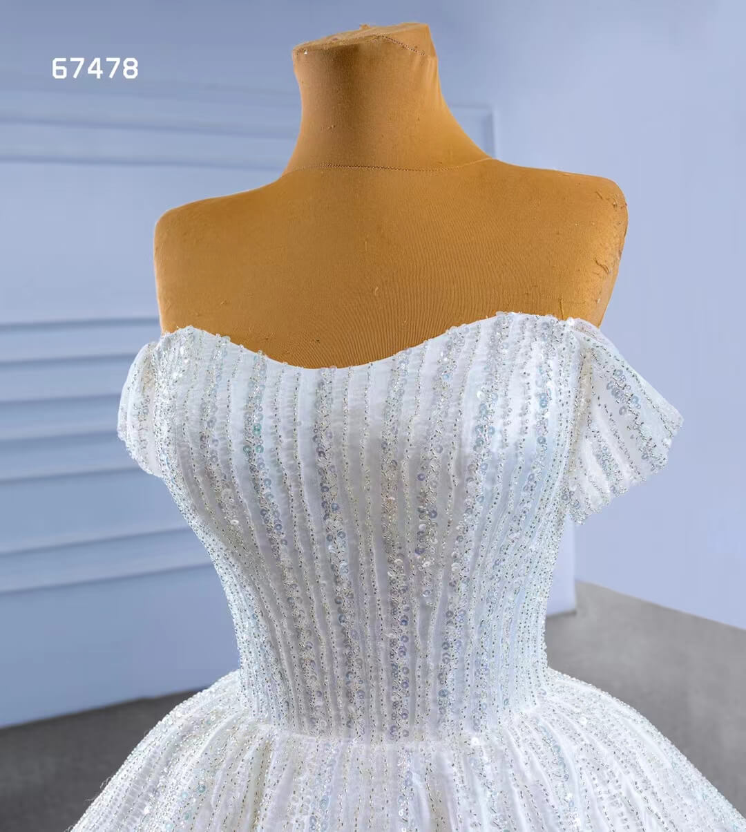 Luxury Beaded Ball Gown Wedding Dress Off the Shoulder 67478-wedding dresses 2025 -Viniodress-Ivory-Custom Size-