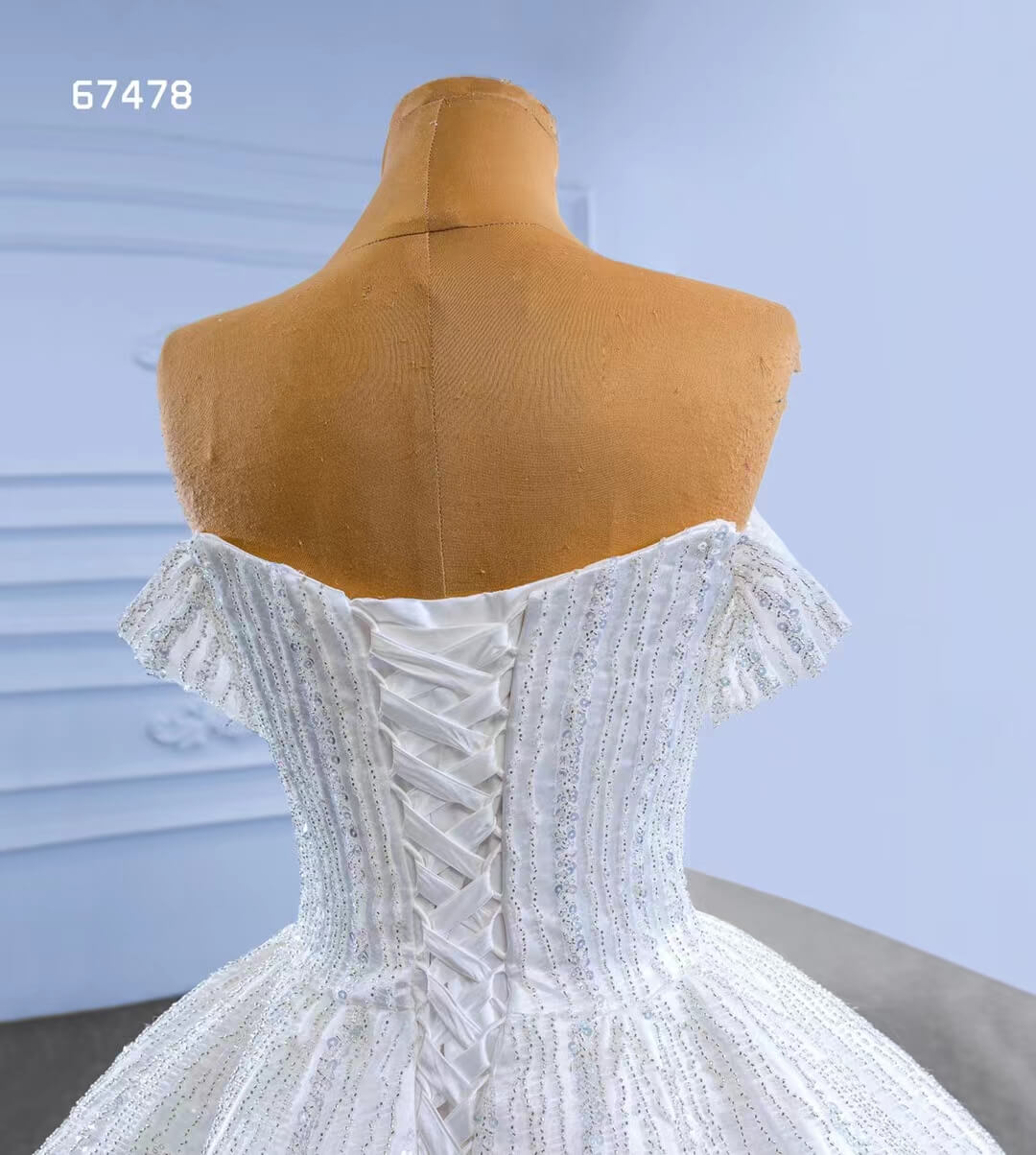 Luxury Beaded Ball Gown Wedding Dress Off the Shoulder 67478-wedding dresses 2025 -Viniodress-Ivory-Custom Size-