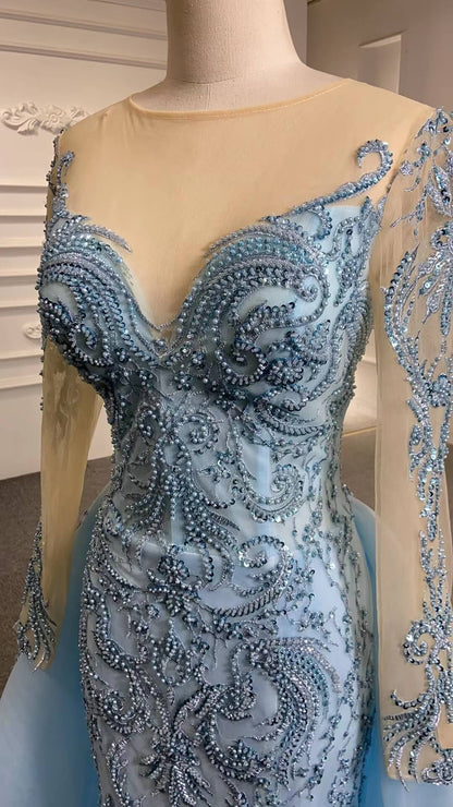 Luxury Beaded Burgundy Formal Dress Long Sleeve Pageant Dresses 67250 viniodress-prom dresses 2025 -Viniodress-Burgundy-Custom Size-