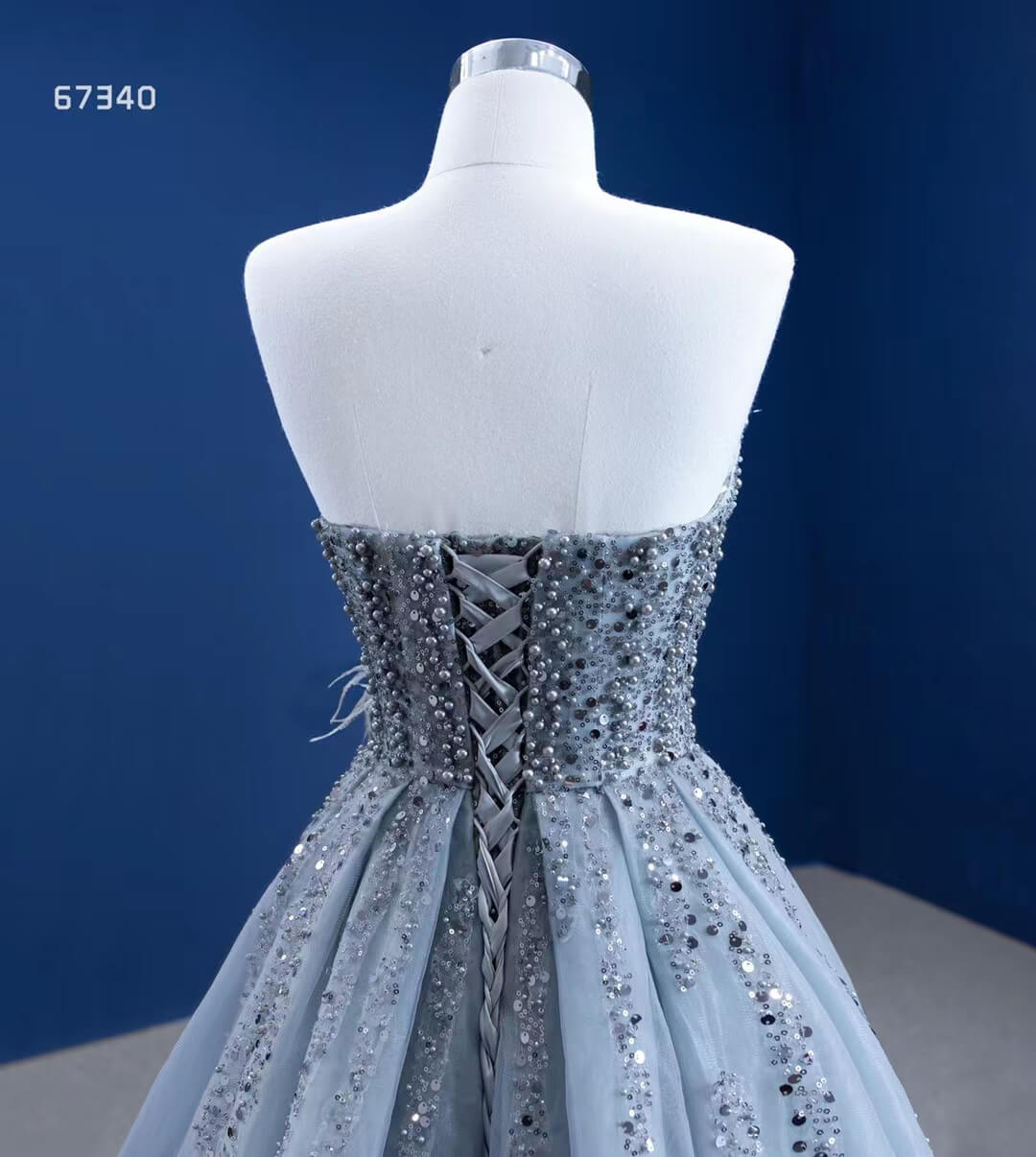 Luxury Beaded Grey Overskirt Prom Dresses with Slit 67340-prom dresses 2025 -Viniodress-Grey-Custom Size-