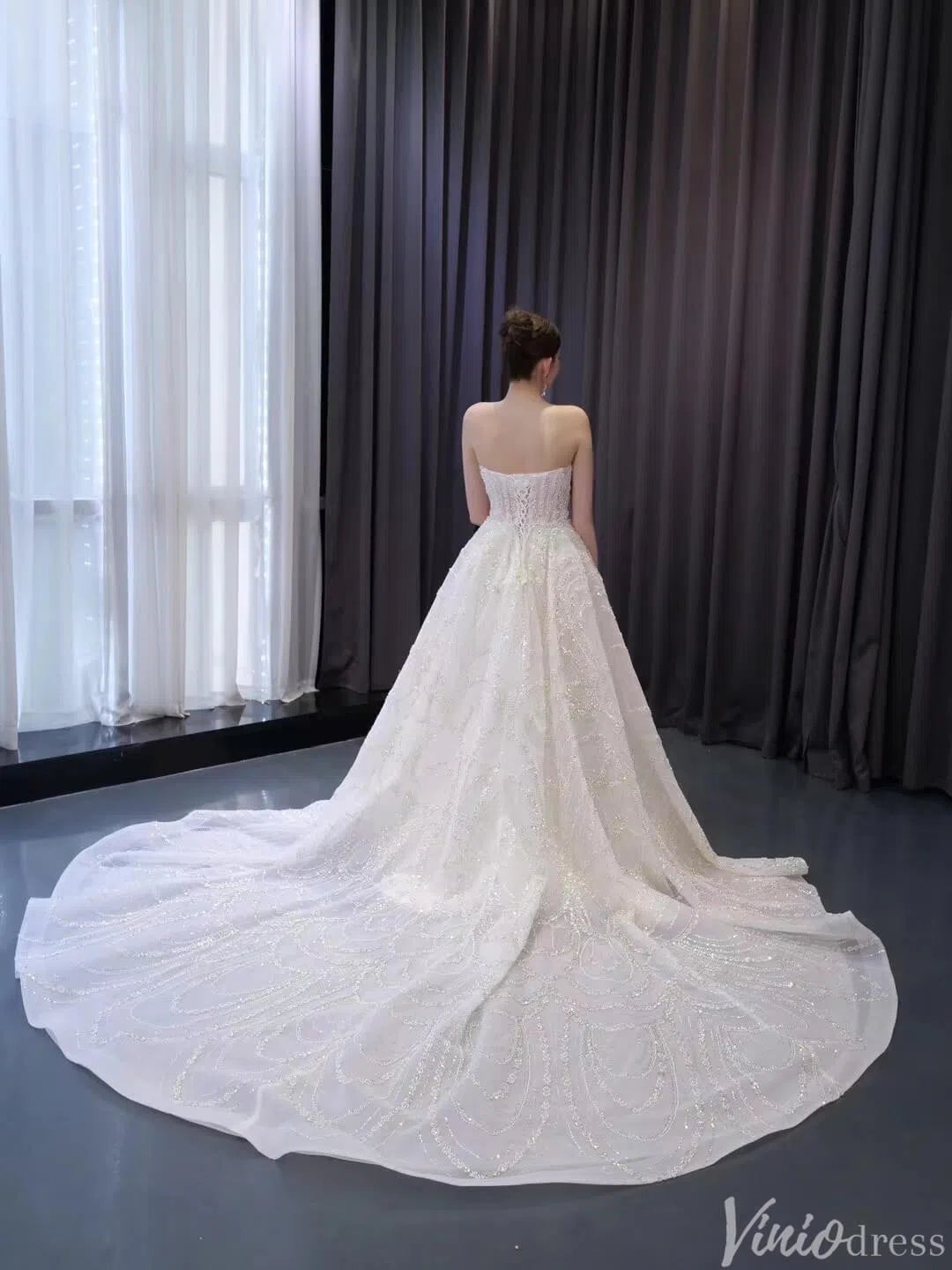 Luxury Beaded Mermaid Wedding Dresses Overskirt Corset Back 241092-wedding dresses 2025 -Viniodress-Ivory-Custom Size-