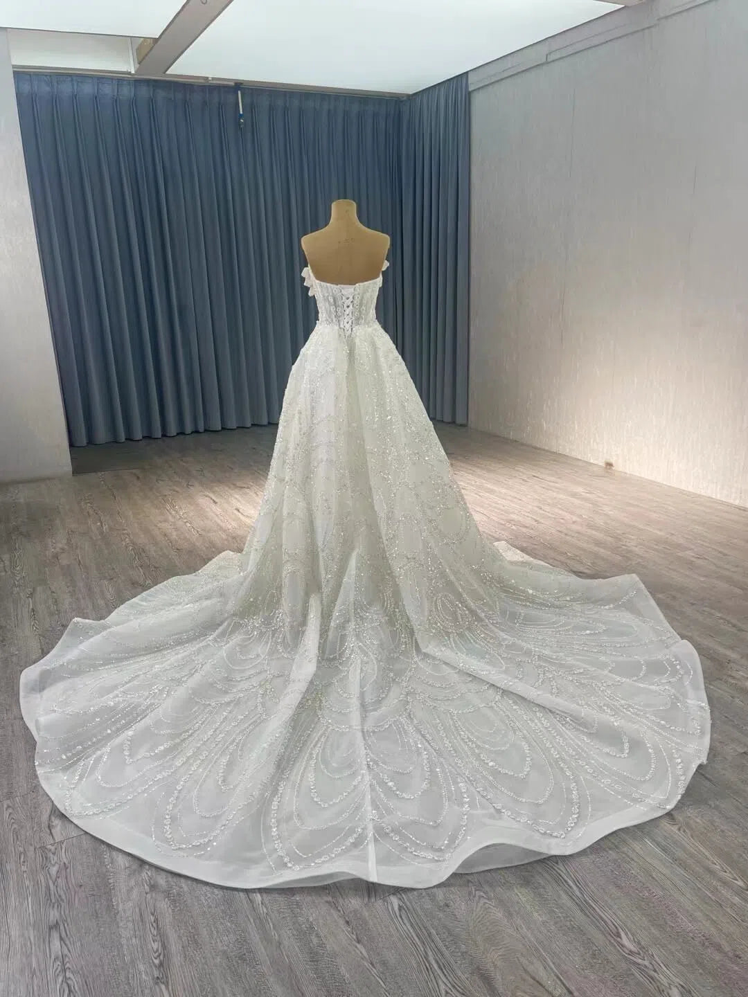 Luxury Beaded Mermaid Wedding Dresses Overskirt Corset Back 241092-wedding dresses 2025 -Viniodress-Ivory-Custom Size-