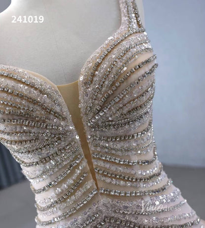 Luxury Beaded Mermaid Wedding Dresses Spaghetti Strap Bridal Gown 241019-wedding dresses 2025 -Viniodress-Champagne-Custom Size-