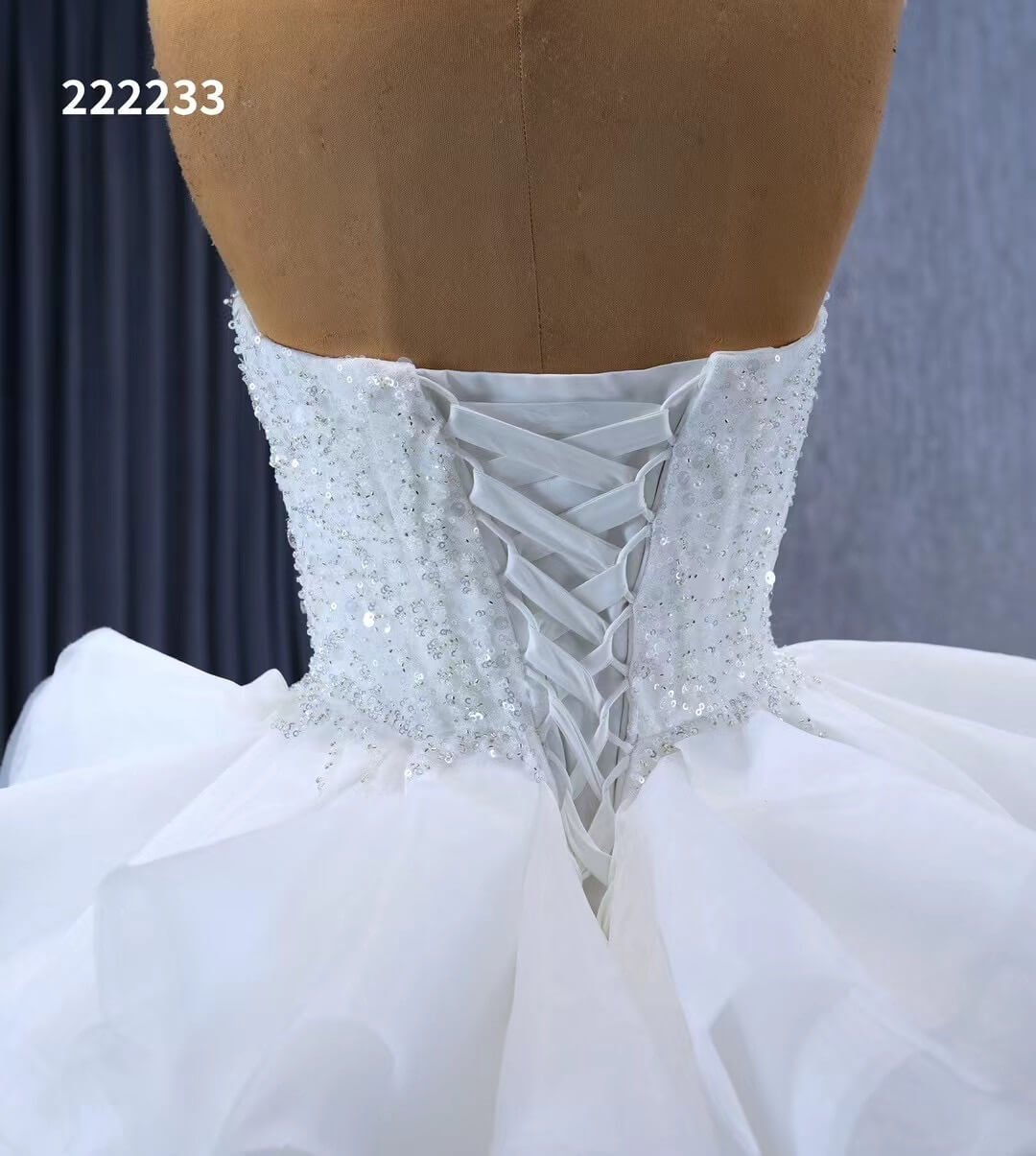 Luxury Beaded Mermaid Wedding Dresses with Ruffle Overskirt Train 222233-wedding dresses 2025 -Viniodress-Ivory-Custom Size-