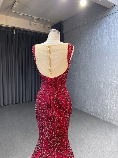 Luxury Beaded Mermaid White Wedding Dresses 222147-wedding dresses 2025 -Viniodress-Green-Custom Size-