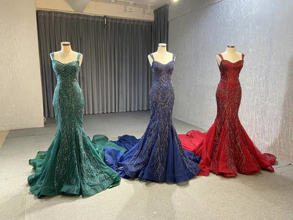 Luxury Beaded Mermaid White Wedding Dresses 222147-wedding dresses 2025 -Viniodress-Green-Custom Size-