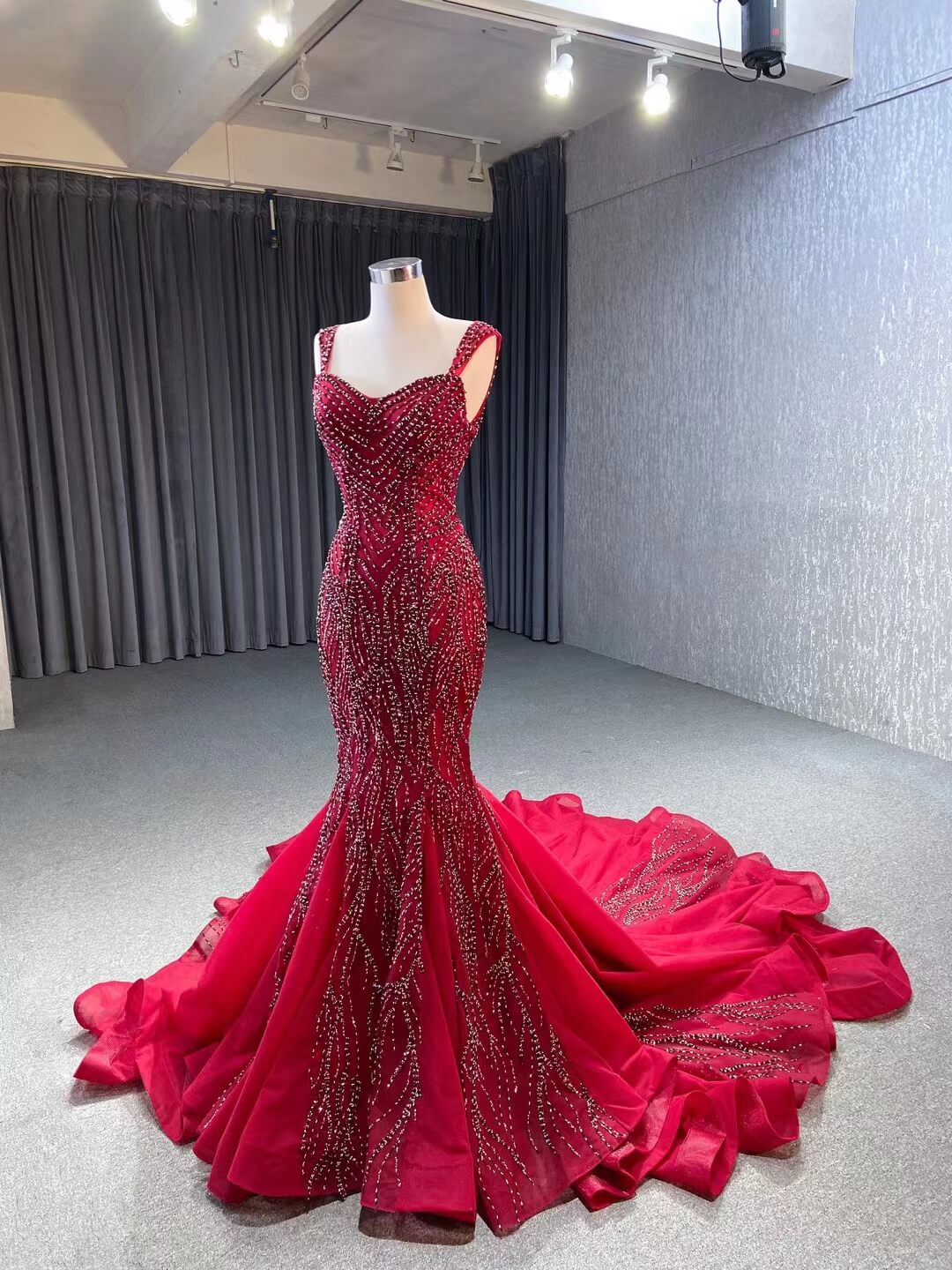 Luxury Beaded Mermaid White Wedding Dresses 222147-wedding dresses 2025 -Viniodress-Green-Custom Size-