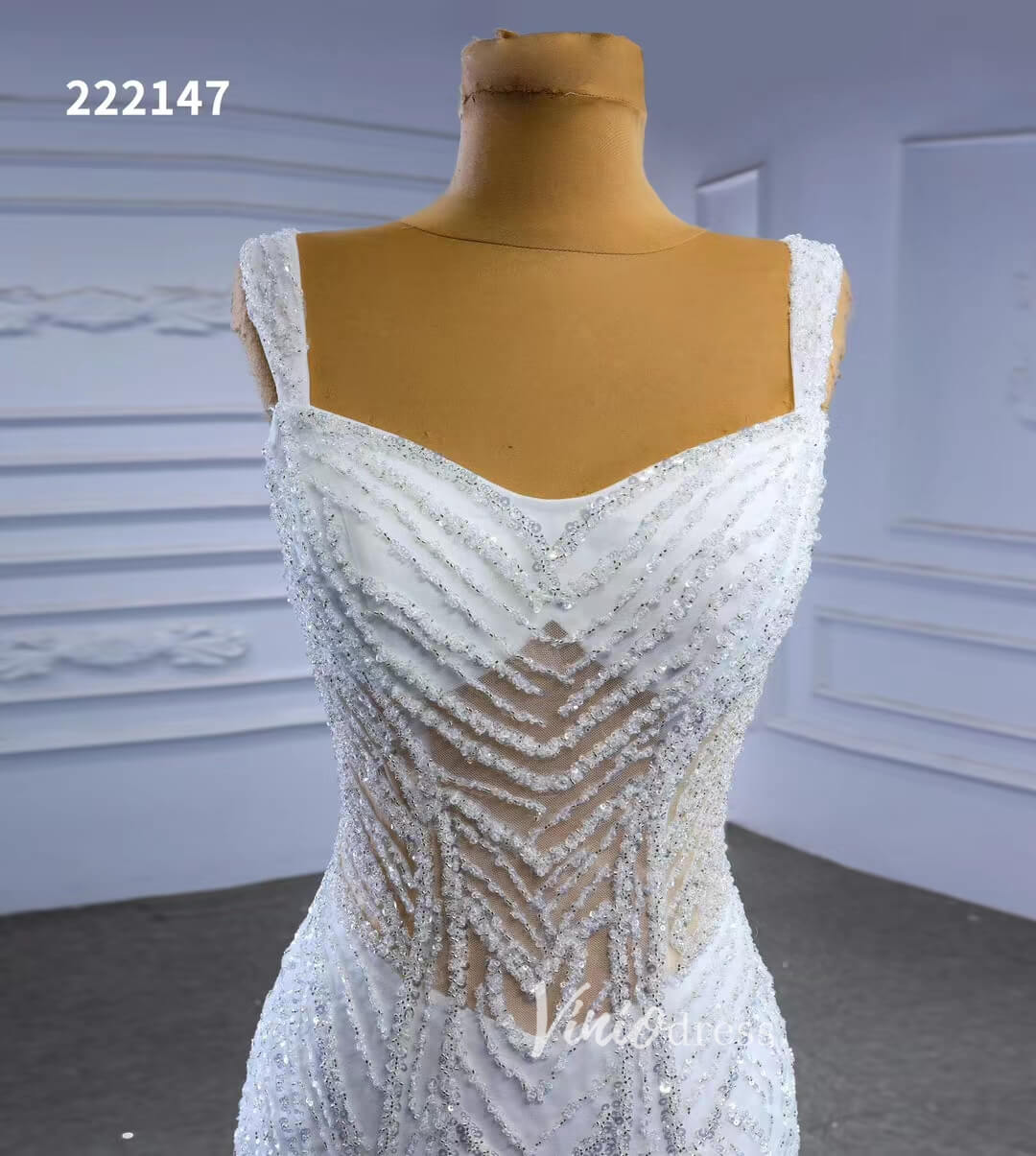 Luxury Beaded Mermaid White Wedding Dresses 222147 - Viniodresswedding dressesIvoryCustom Size - Formal Dresses - Ball Gowns