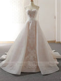 Luxury Beaded Sequin Cathedral Wedding Dresses Vintage Bridal Gown VW1288-wedding dresses-Viniodress-Viniodress