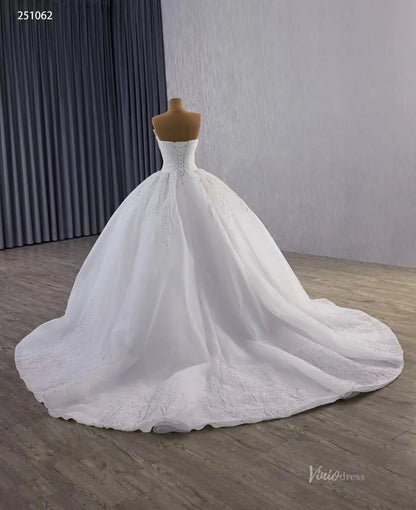 Luxury Beaded Tulle Ball Gown Wedding Dress with Strapless Straight Across Neckline 251062-wedding dresses 2026-Viniodress-Ivory-Custom Size-