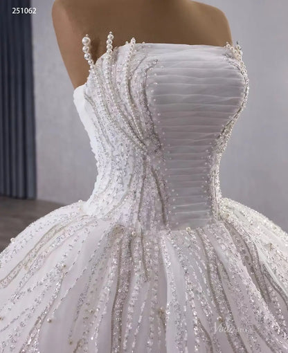 Luxury Beaded Tulle Ball Gown Wedding Dress with Strapless Straight Across Neckline 251062-wedding dresses 2026-Viniodress-Ivory-Custom Size-