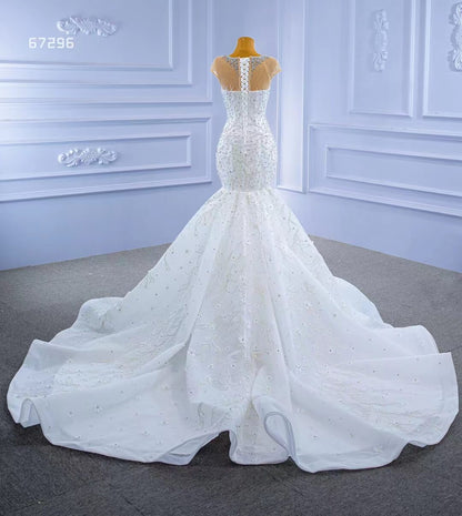 Luxury Cap Sleeve Beaded Mermaid Wedding Dresses 67296-wedding dresses 2025 -Viniodress-As Picture-Custom Size-