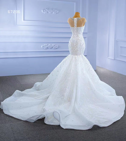 Luxury Cap Sleeve Beaded Mermaid Wedding Dresses 67296-wedding dresses 2025 -Viniodress-As Picture-Custom Size-