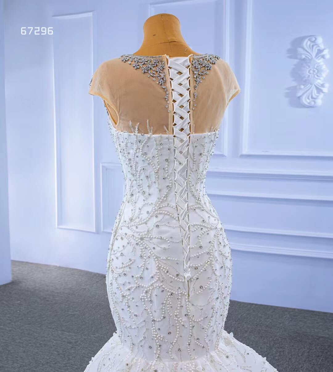 Luxury Cap Sleeve Beaded Mermaid Wedding Dresses 67296-wedding dresses 2025 -Viniodress-As Picture-Custom Size-