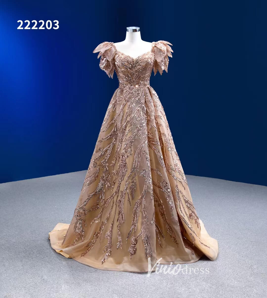 Luxury Gold Prom Dress Long A-line Pageant Dress 222203-prom dresses 2025 -Viniodress-Gold-Custom Size-