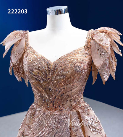Luxury Gold Prom Dress Long A-line Pageant Dress 222203-prom dresses 2025 -Viniodress-Gold-Custom Size-