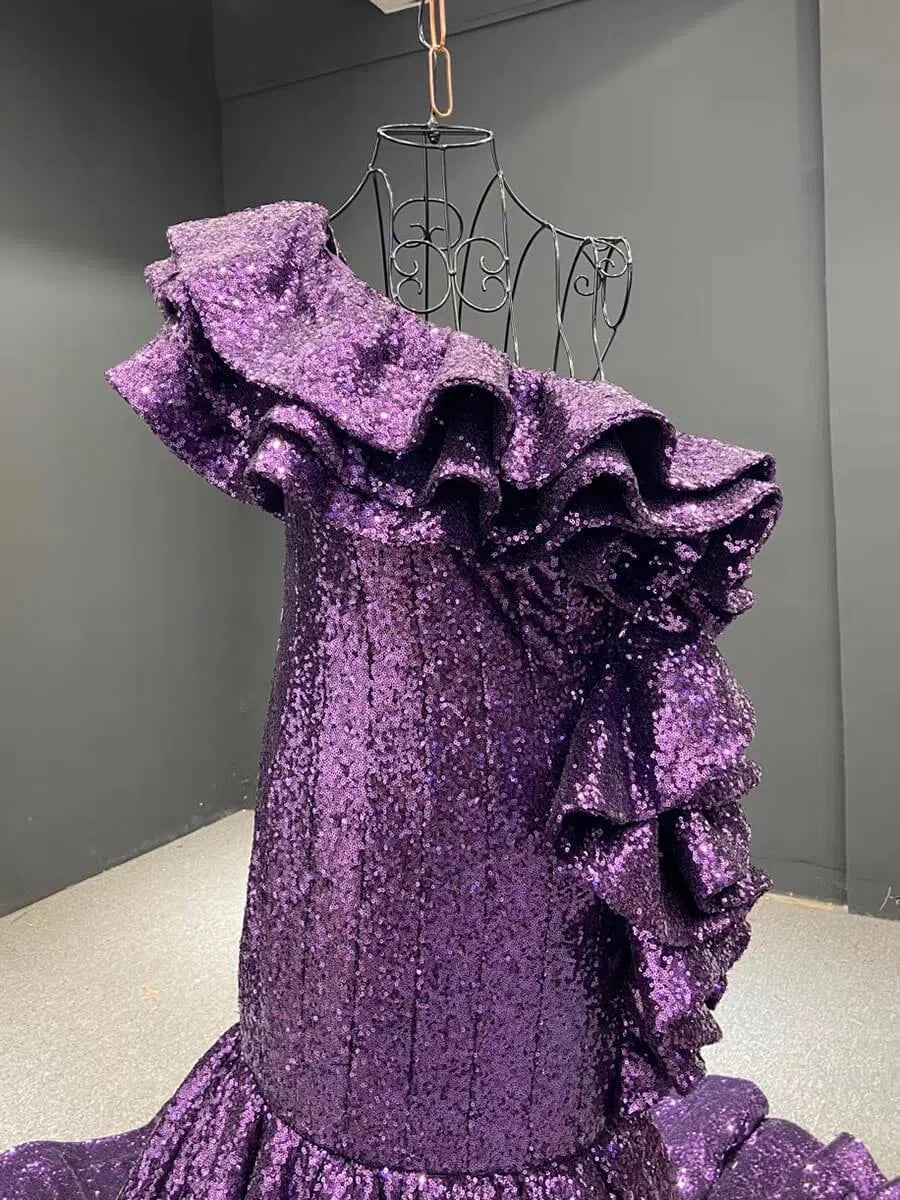 Luxury Gold Sequin Mermaid Prom Dresses Glittery Pageant Gown 66916-prom dresses 2025 -Viniodress-Gold-Custom Size-