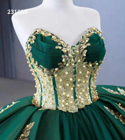 Luxury Green Wedding Dresses Plus Size Gold Lace Appliqued Ball Gowns 231030-Quinceanera Dresses 2025 -Viniodress-Green-Custom Size-