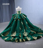 Luxury Green Wedding Dresses Plus Size Gold Lace Appliqued Ball Gowns 231030-Quinceanera Dresses-Viniodress-Viniodress