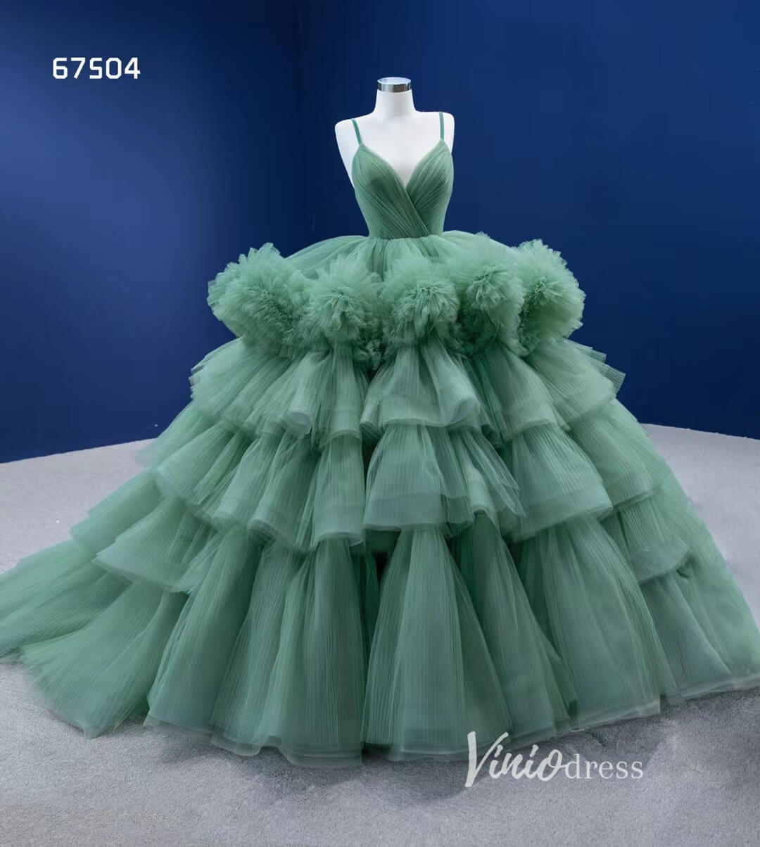 Luxury Layered Pageant Ball Gown Wedding Dress Spaghetti Strap 67504-Quinceanera Dresses 2025 -Viniodress-As Picture-Custom Size-