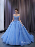 Luxury Light Blue Cinderella Ball Gown Beaded Princess Quinceanera Dresses 231124
