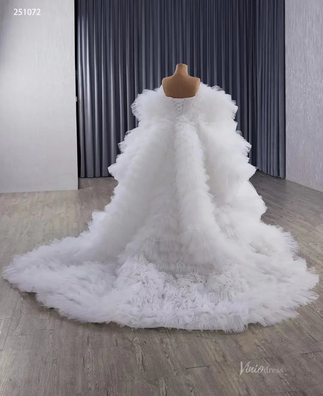 Luxury Mermaid Wedding Dresses with Tiered Tulle Cape 251072-wedding dresses 2026-Viniodress-Ivory-Custom Size-