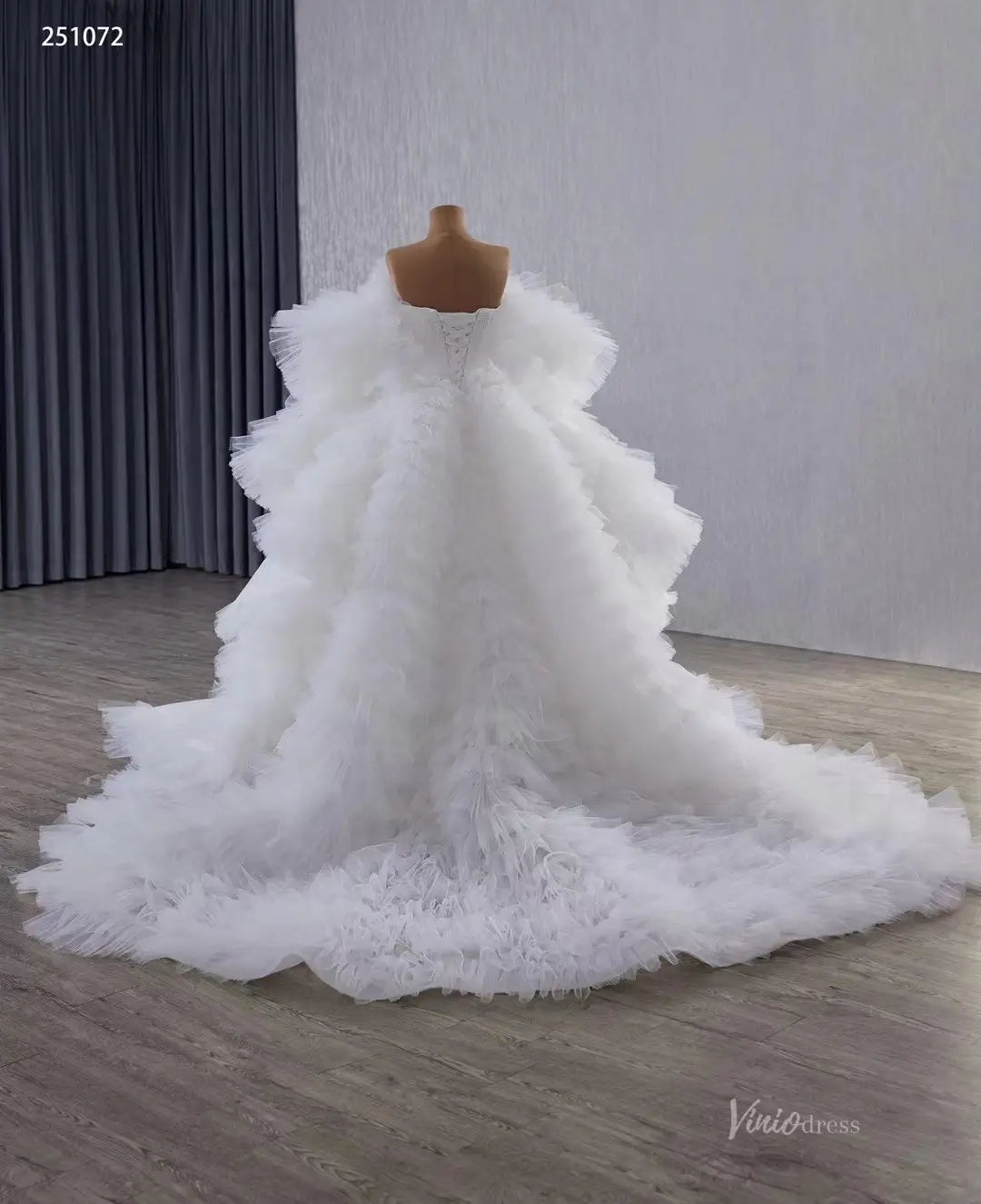 Luxury Mermaid Wedding Dresses with Tiered Tulle Cape 251072-wedding dresses 2026-Viniodress-Ivory-Custom Size-