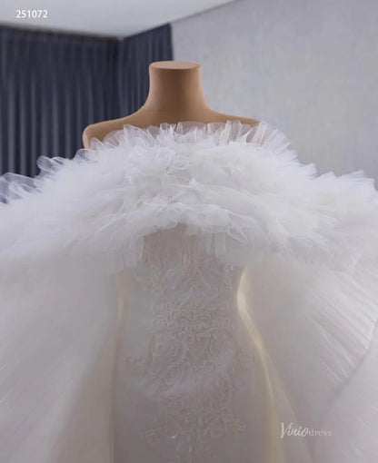 Luxury Mermaid Wedding Dresses with Tiered Tulle Cape 251072-wedding dresses 2026-Viniodress-Ivory-Custom Size-