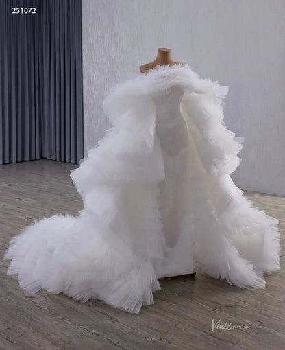 Luxury Mermaid Wedding Dresses with Tiered Tulle Cape 251072-wedding dresses 2026-Viniodress-Ivory-Custom Size-