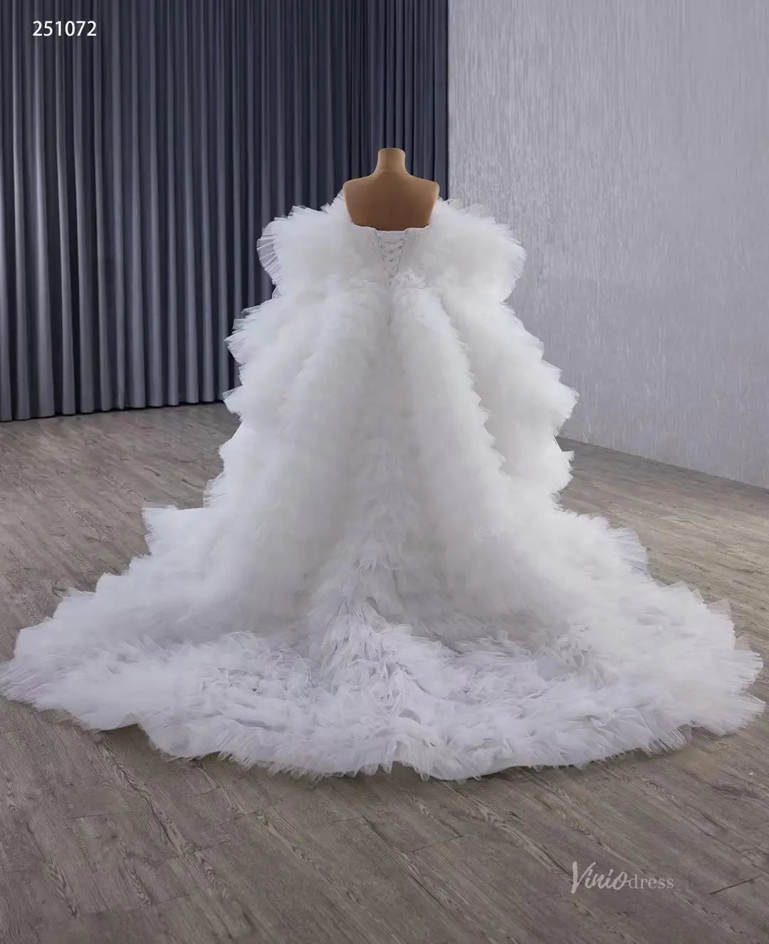 Luxury Mermaid Wedding Dresses with Tiered Tulle Cape 251072-wedding dresses 2026-Viniodress-Ivory-Custom Size-