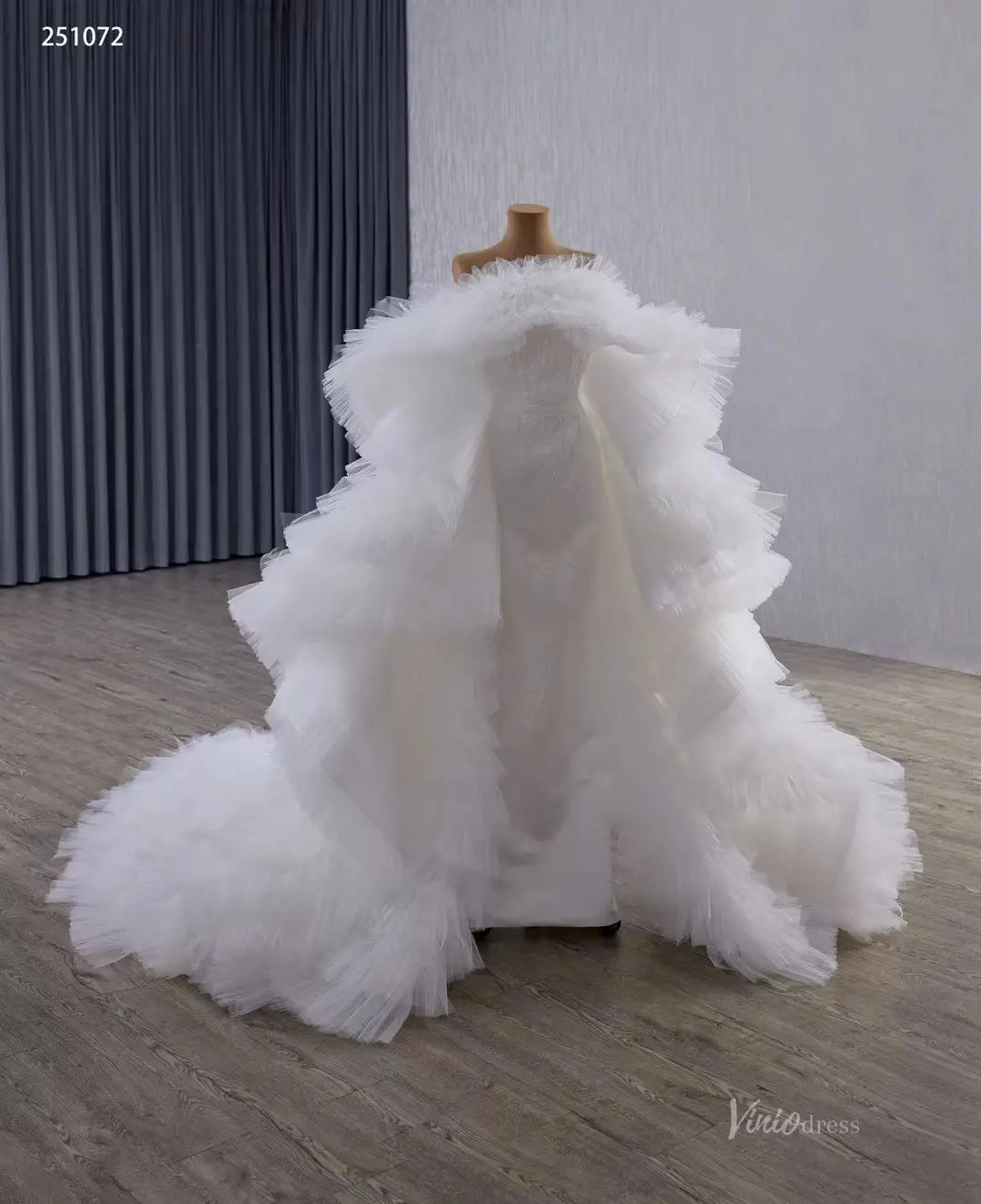 Luxury Mermaid Wedding Dresses with Tiered Tulle Cape 251072-wedding dresses 2026-Viniodress-Ivory-Custom Size-