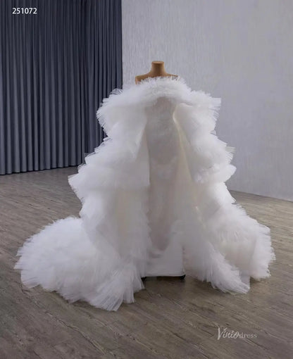 Luxury Mermaid Wedding Dresses with Tiered Tulle Cape 251072-wedding dresses 2026-Viniodress-Ivory-Custom Size-