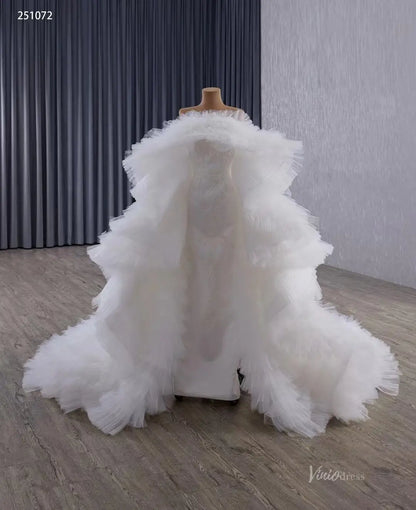 Luxury Mermaid Wedding Dresses with Tiered Tulle Cape 251072-wedding dresses 2026-Viniodress-Ivory-Custom Size-