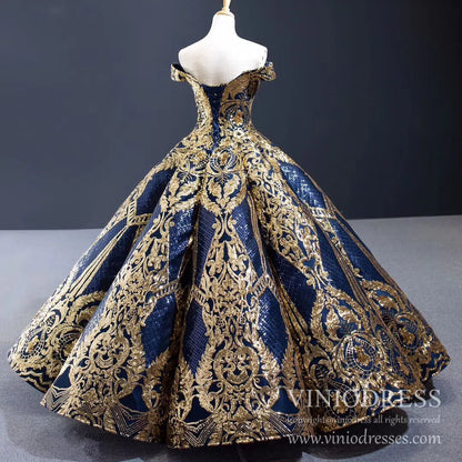 Luxury Red Couture Prom Dresses Gold Princess Quinceanera Dress 67026 viniodress-Quinceanera Dresses 2025 -Viniodress-Red-Custom Size-