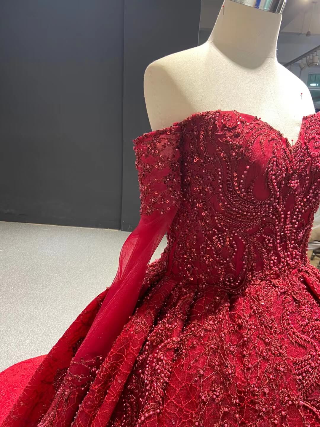 Luxury Red Wedding Dresses Long Sleeve Sweet 16 Dress 67160-Quinceanera Dresses-Viniodress-Viniodress