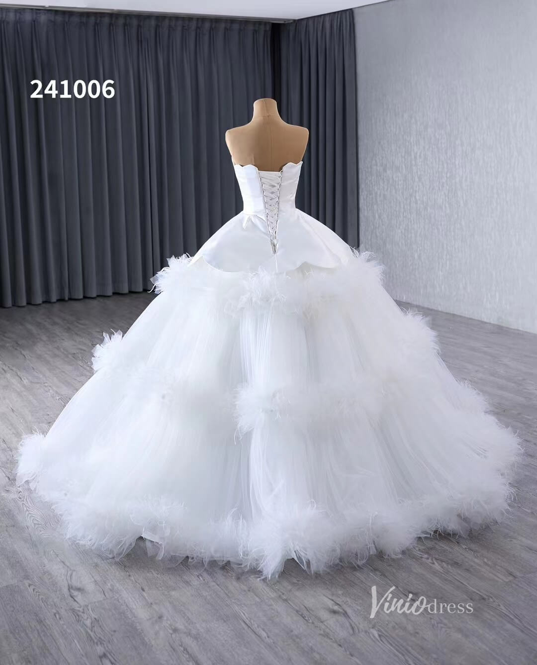 Luxury Ruffle Layered Wedding Dresses Strapless Bridal Gown Corset Back 241006-wedding dresses 2025 -Viniodress-Ivory-Custom Size-
