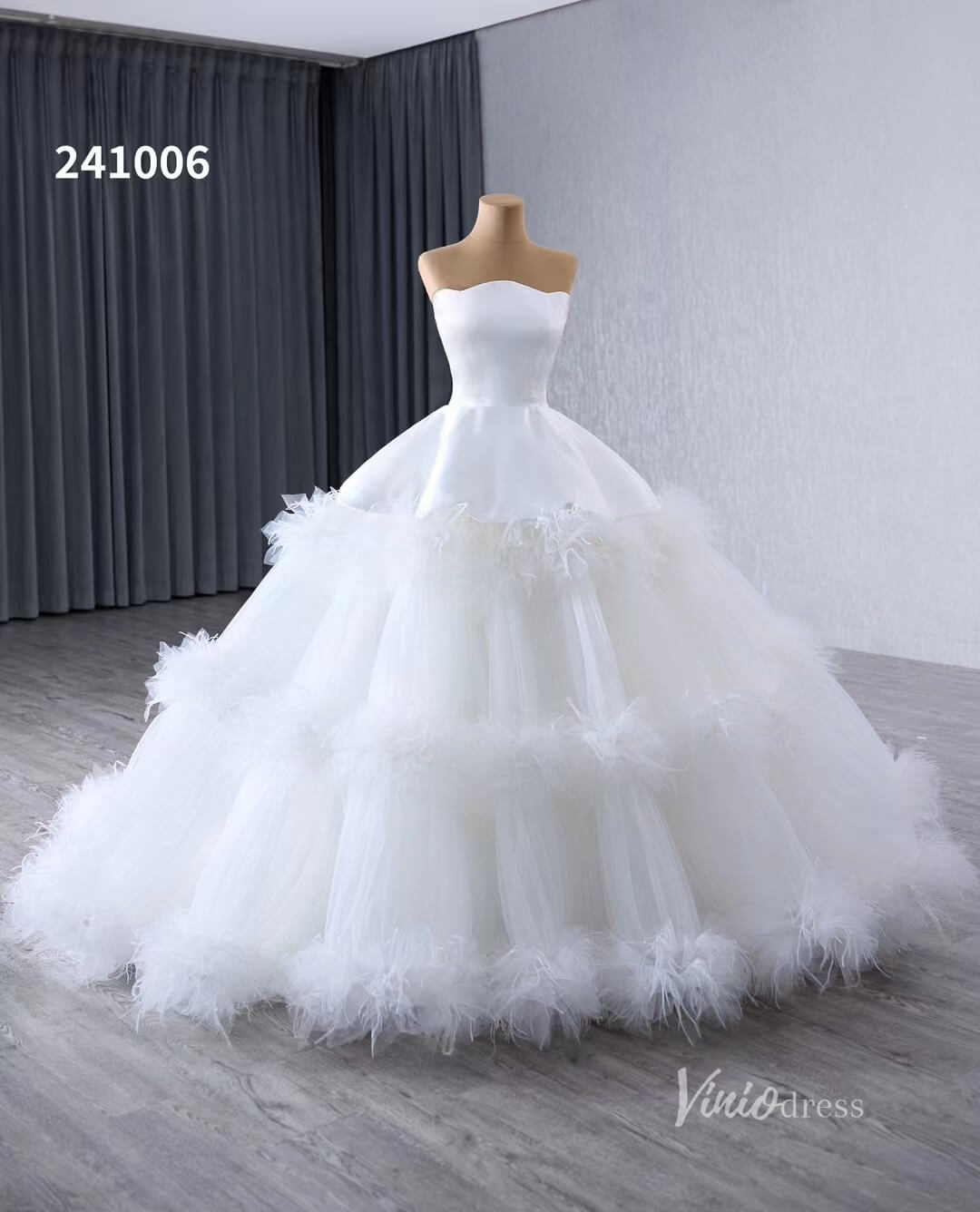 Luxury Ruffle Layered Wedding Dresses Strapless Bridal Gown Corset Back 241006-wedding dresses 2025 -Viniodress-Ivory-Custom Size-