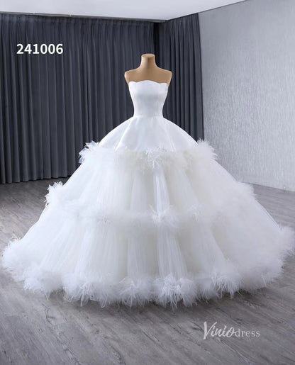Luxury Ruffle Layered Wedding Dresses Strapless Bridal Gown Corset Back 241006-wedding dresses 2025 -Viniodress-Ivory-Custom Size-