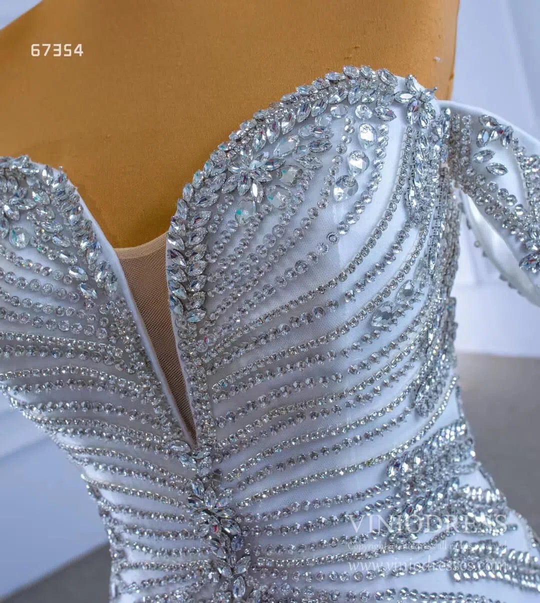 Luxury Ruffled Beaded Mermaid Wedding Gown 67354 VINIODRESS-wedding dresses 2025 -Viniodress-As Picture-Custom Size-