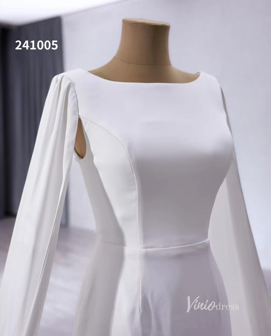 Luxury Ruffled Mermaid Wedding Dresses Extra Long Sleeve Bridal Gown Corset Back 241005-wedding dresses 2025 -Viniodress-Ivory-Custom Size-