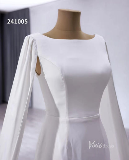 Luxury Ruffled Mermaid Wedding Dresses Extra Long Sleeve Bridal Gown Corset Back 241005-wedding dresses 2025 -Viniodress-Ivory-Custom Size-