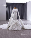 Luxury Ruffled Mermaid Wedding Dresses Extra Long Sleeve Bridal Gown Corset Back 241005-wedding dresses-Viniodress-Viniodress