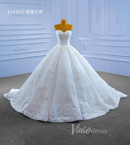 Luxury Strapless Ball Gown Sparkly Beaded Wedding Dress 67430 Viniodress-wedding dresses 2025 -Viniodress-Ivory-Custom Size-